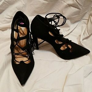 Suede black heels